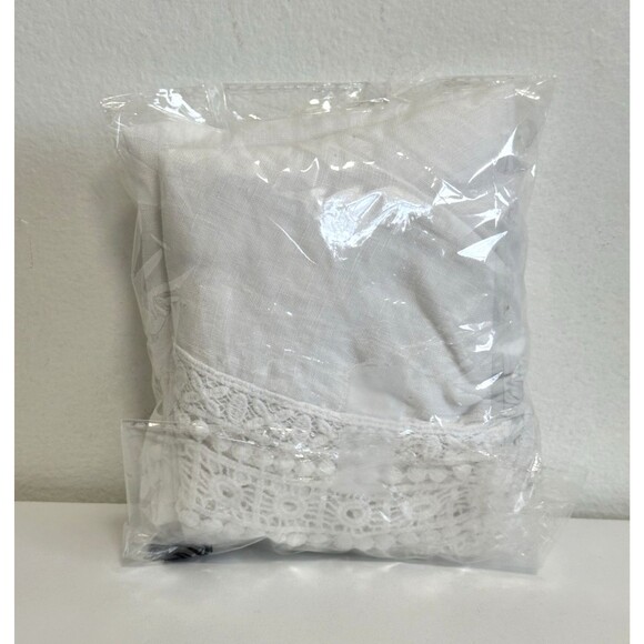 Terzo Millennio Women White Linen Blend Top L Italy Beach Boho Lagenlook Peasant - Picture 11 of 11